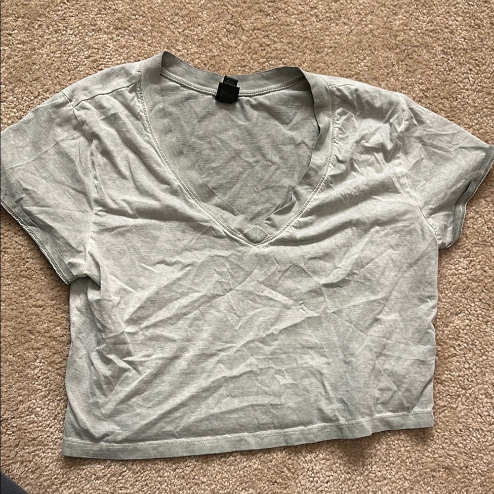 Green V-Neck Women's Top